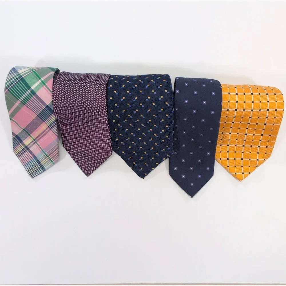 Lauren Ralph Lauren Mens Neckties Lot 5 Set OS Multicolor Plaid Geometric 59